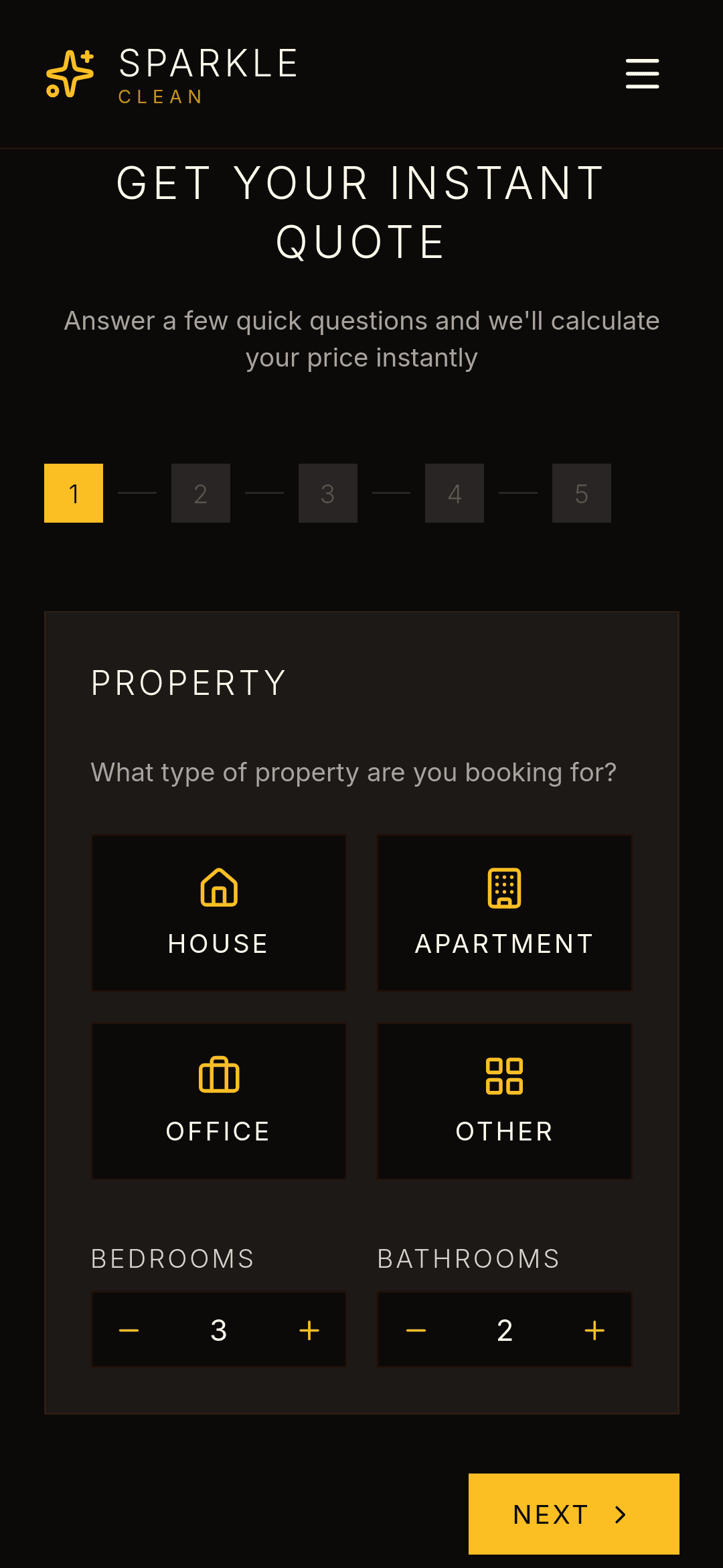 Sparkle Clean — Quote calculator
